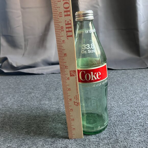 Vintage Coca Cola 1 Liter Glass Bottle W/ Cap Return For Deposit Green - Picture 11 of 12